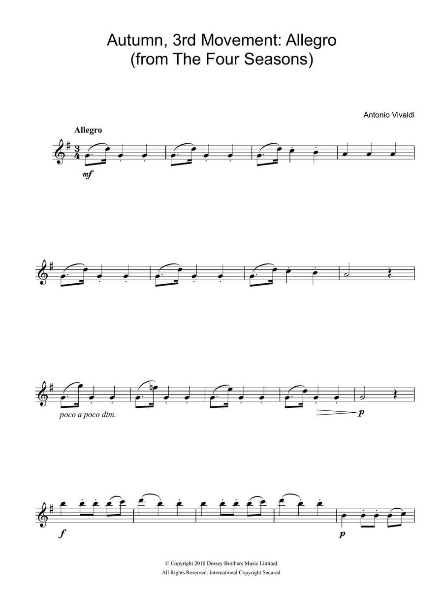 Autumn (from The Four Seasons), 3rd Movement Flute Solo scores gallery preview page 1