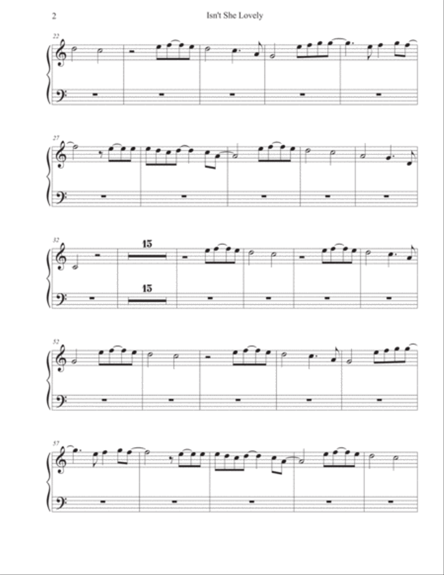Isn't She Lovely Isn't She Lovely Easy Piano scores gallery preview page 2