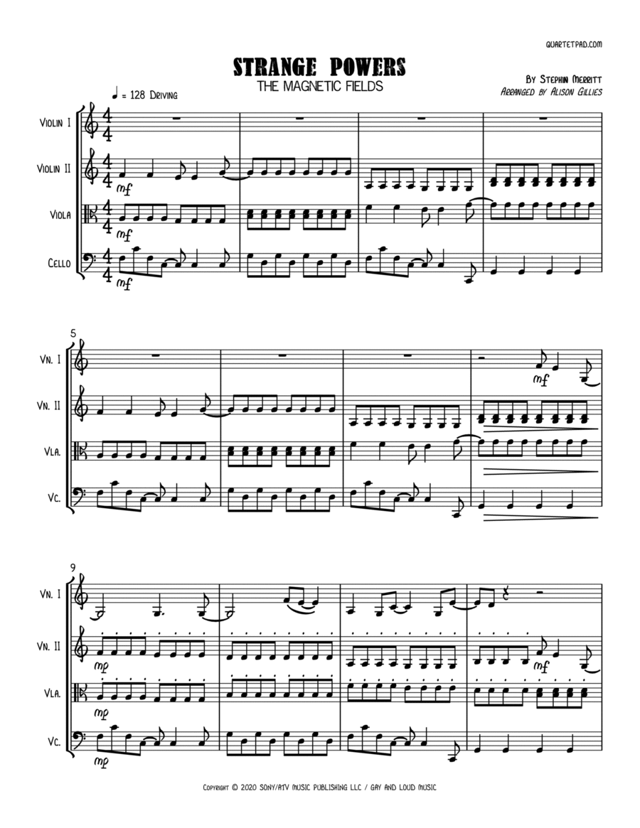 Strange Powers String Quartet scores gallery preview page 1
