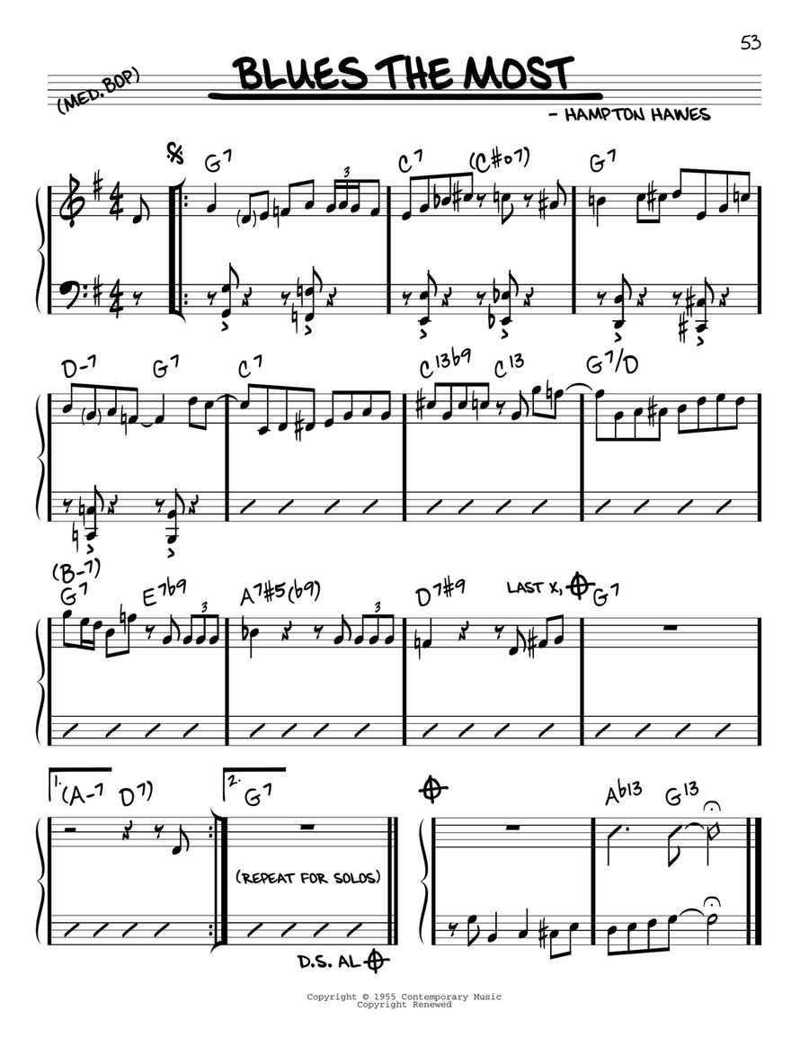 Blues The Most Blues The Most Piano scores gallery preview page 1