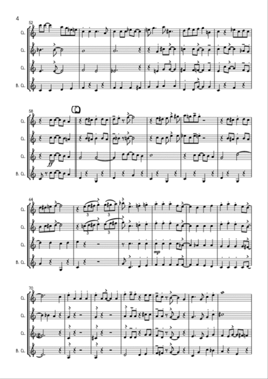 The Bare Necessities The Bare Necessities Clarinet Quartet scores gallery preview page 4