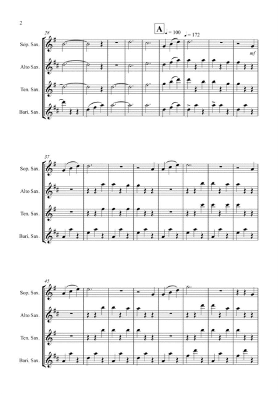 The Blue Danube for Saxophone Quartet Saxophone Quartet scores gallery preview page 2