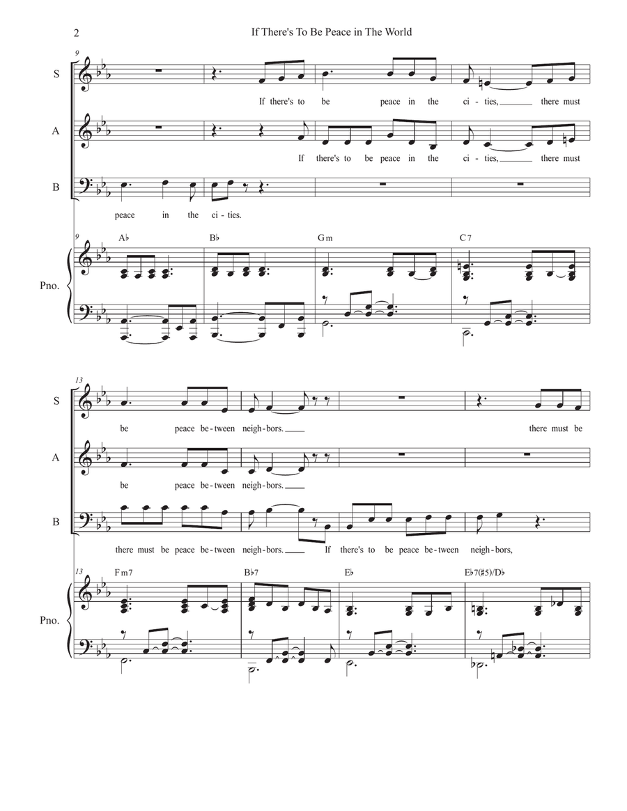 If There's To Be Peace In The World (SAB) 3-Part scores gallery preview page 2