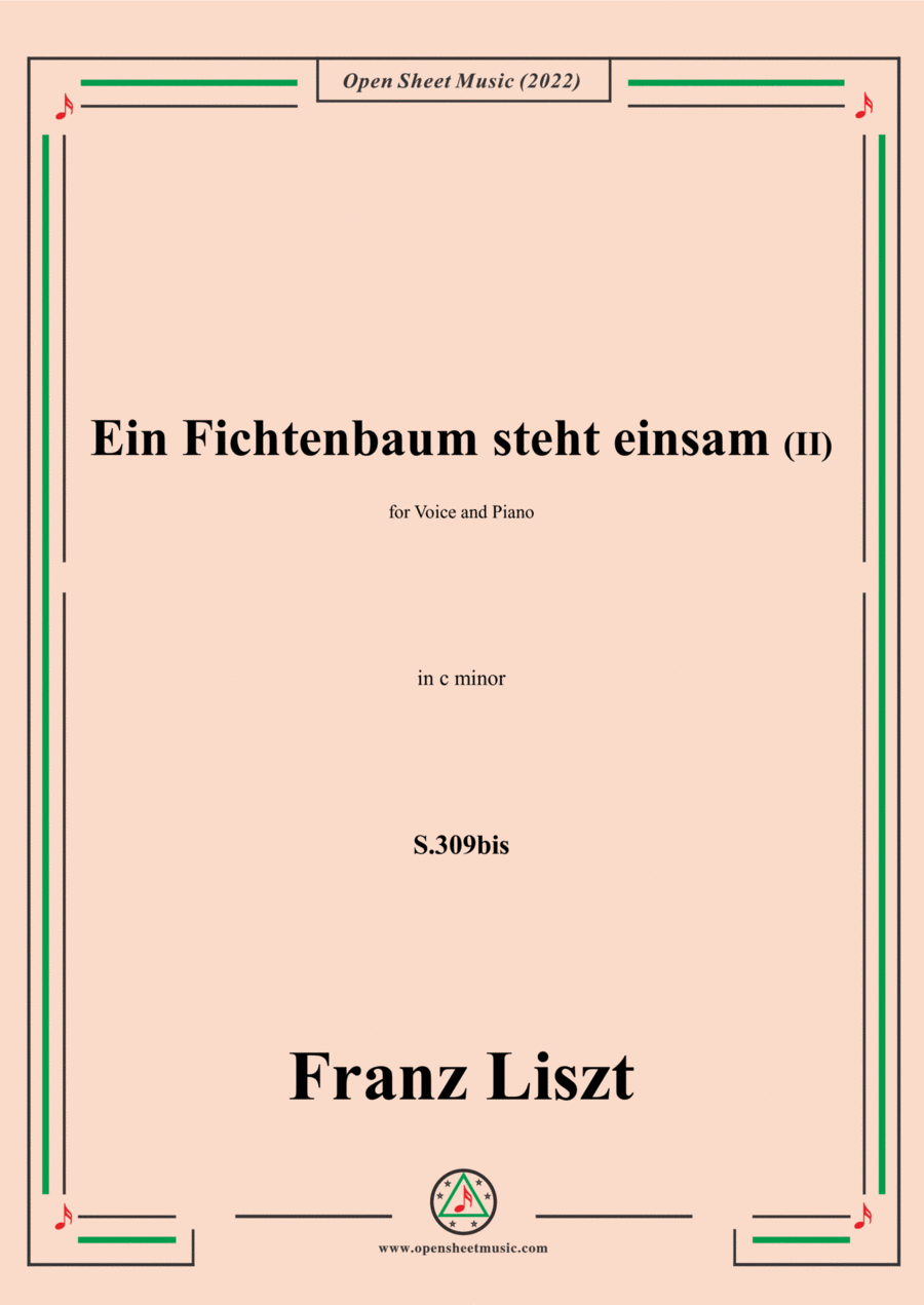 Liszt-Ein Fichtenbaum steht einsam II,S.309bis,in c minor Voice scores gallery preview page 1