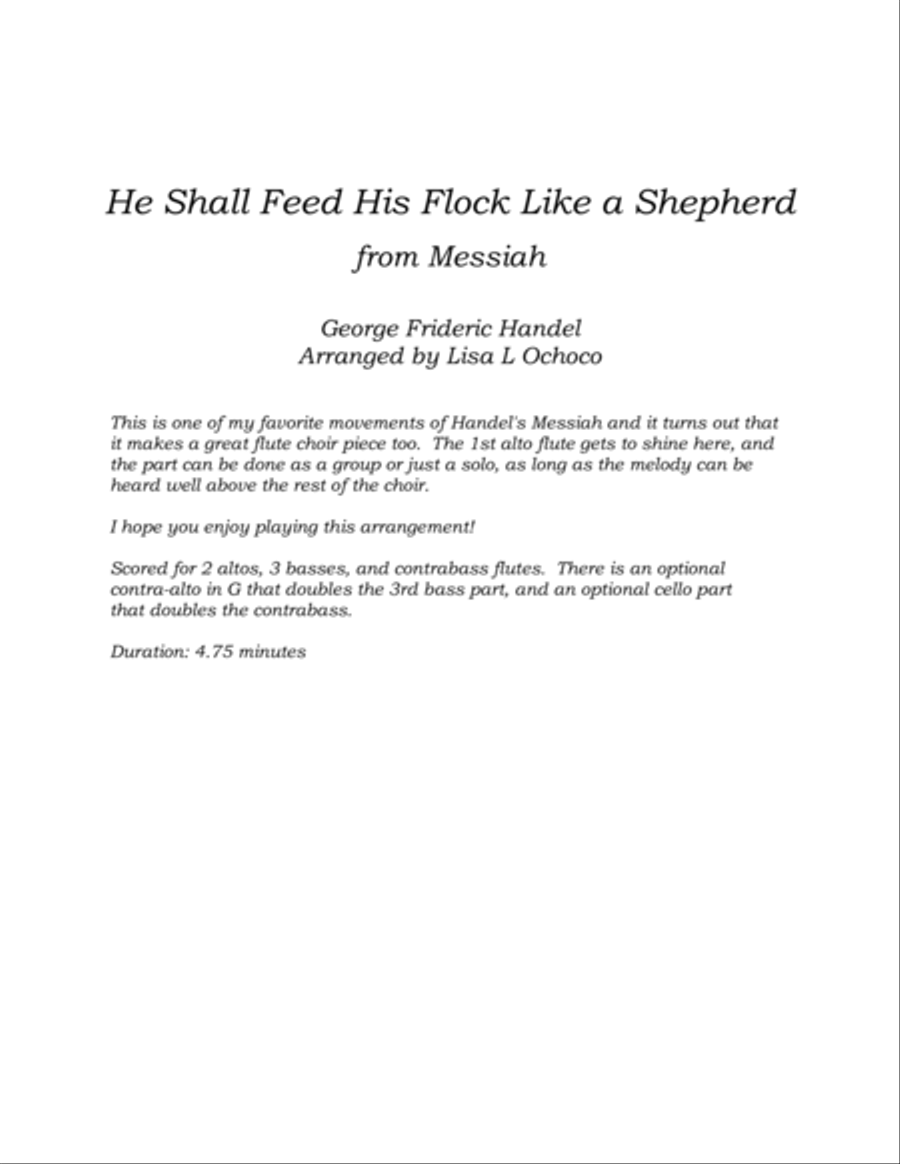 He Shall Feed His Flock Like a Shepherd for Low Flute Choir He Shall Feed His Flock Like a Shepherd for Low Flute Choir Flute Choir scores gallery preview page 4
