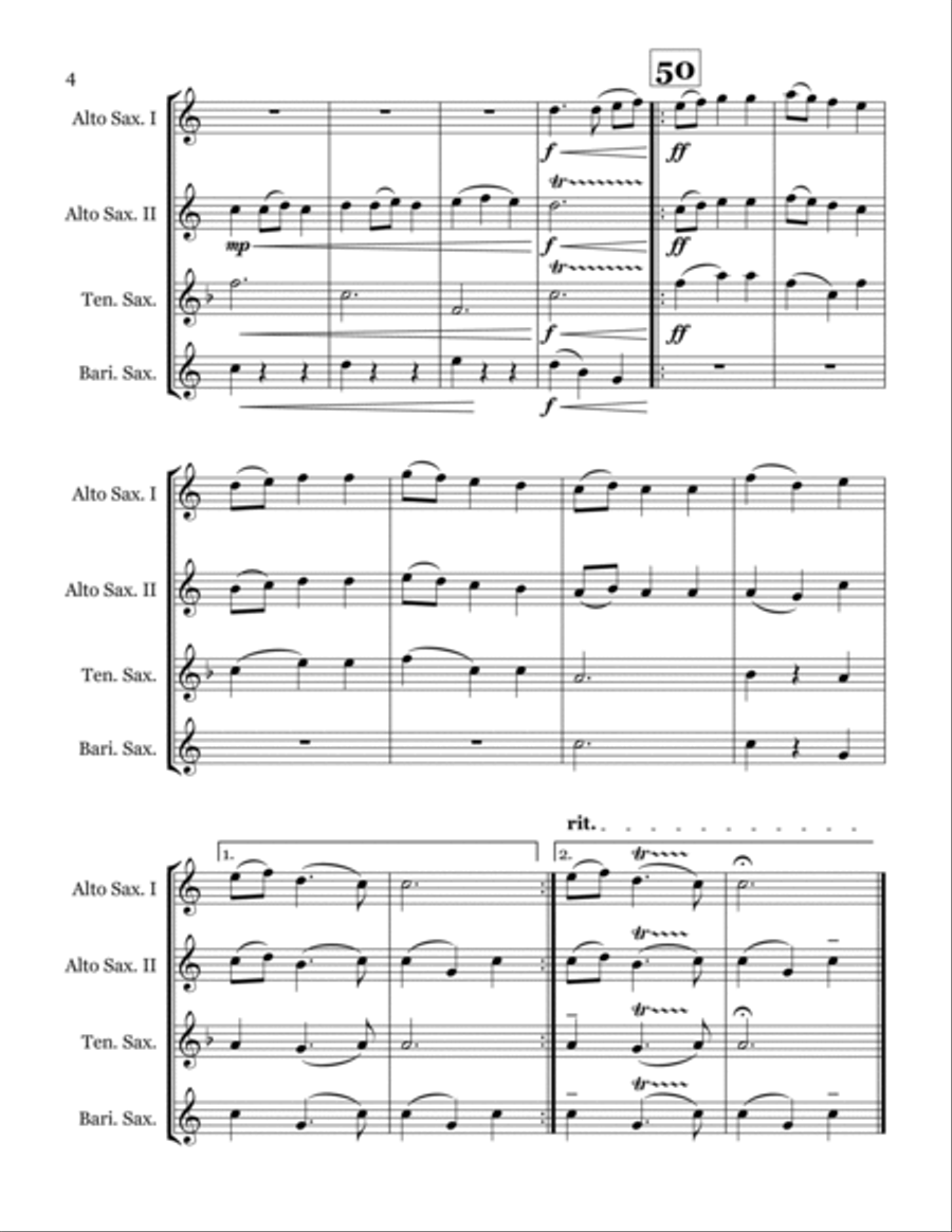 Water Music - for saxophone quartet Water Music - for saxophone quartet Saxophone Quartet scores gallery preview page 4