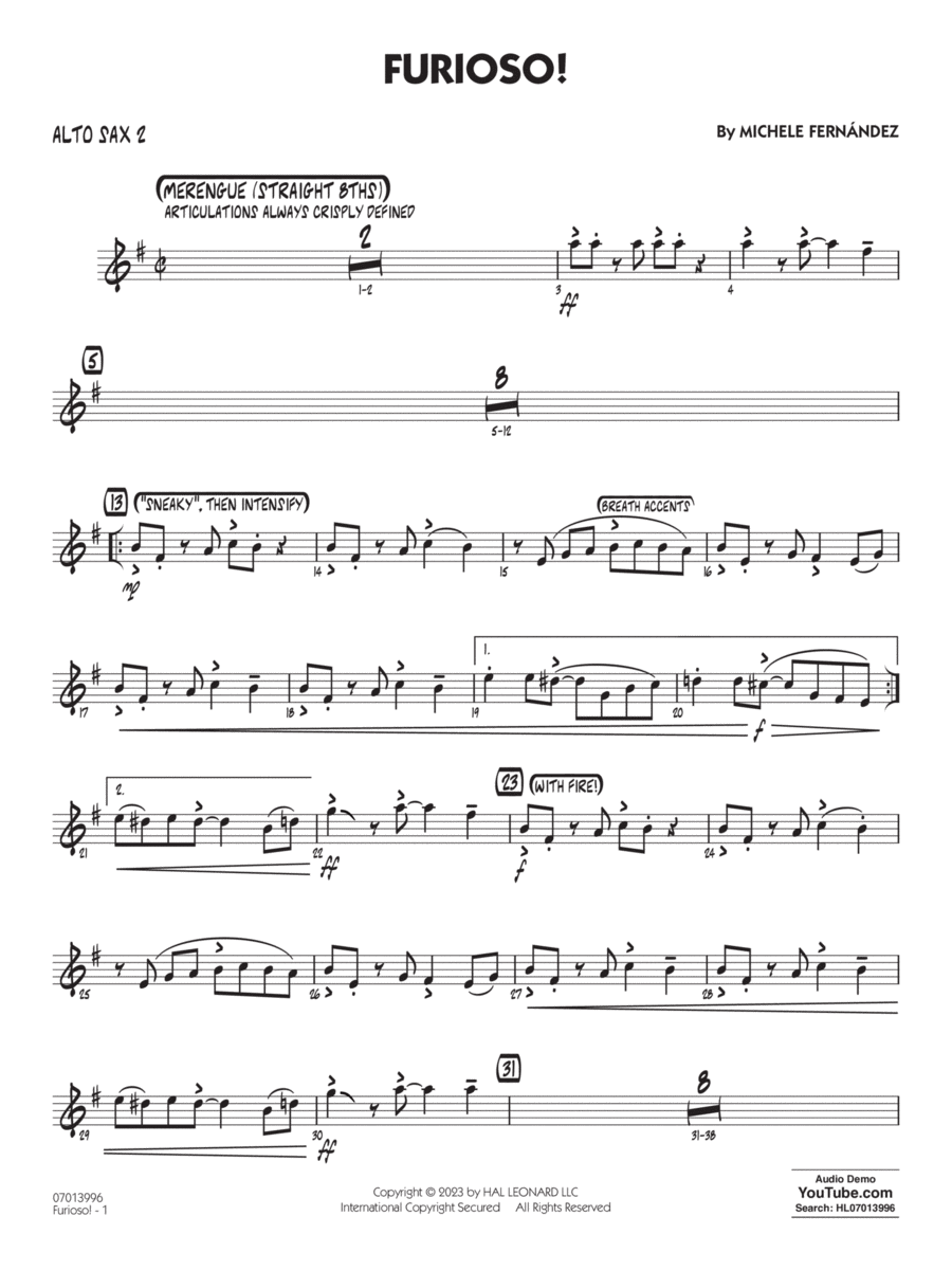 Furioso - Alto Sax 2 Furioso - Alto Sax 2 Jazz Ensemble scores gallery preview page 1