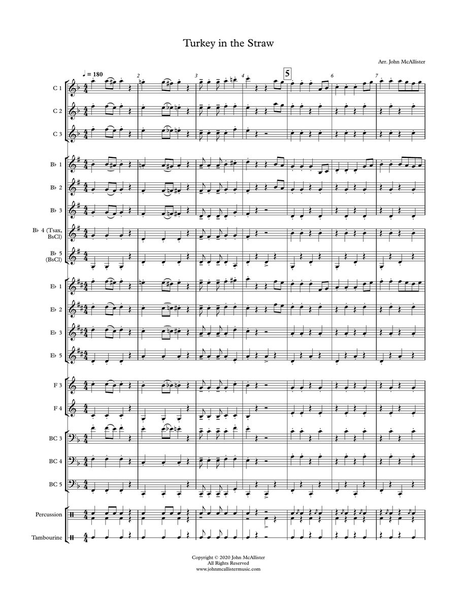 Turkey in the Straw - Adaptable Arrangement Concert Band scores gallery preview page 1