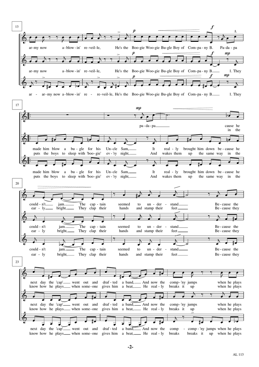 Boogie Woogie Bugle Boy Boogie Woogie Bugle Boy A Cappella scores gallery preview page 2