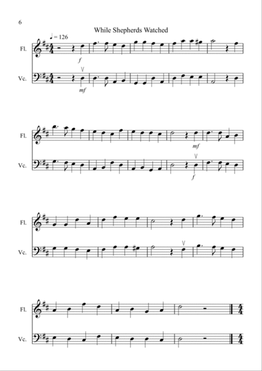 8 Easy Christmas Duets for Flute and Cello Flute scores gallery preview page 6