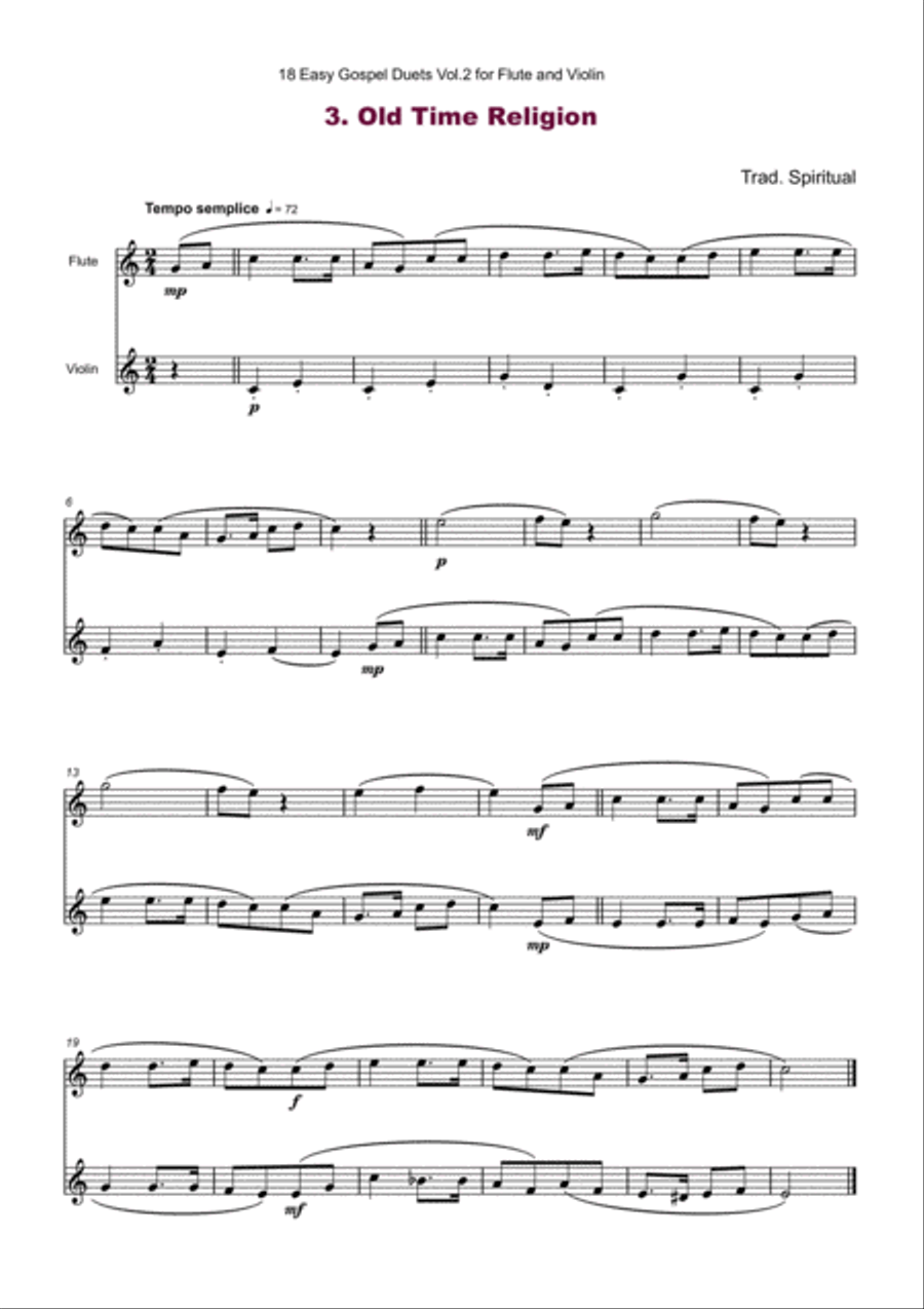 18 Easy Gospel Duets Vol.2 for Flute and Violin Flute scores gallery preview page 5