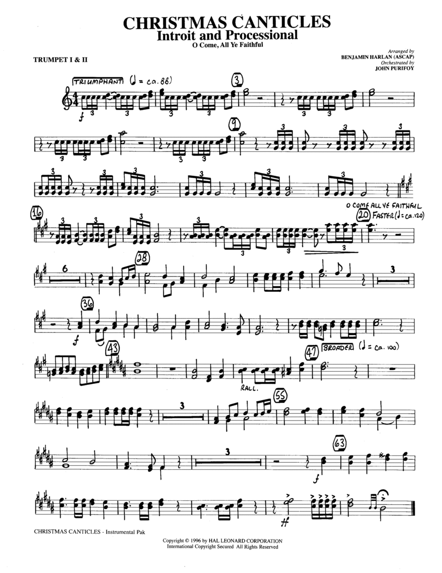 Christmas Canticles: A Cantata of Carols in Four Suites (Full Orchestra) - Bb Trumpet 1,2 Christmas Canticles: A Cantata of Carols in Four Suites (Full Orchestra) - Bb Trumpet 1,2 Choir scores gallery preview page 1