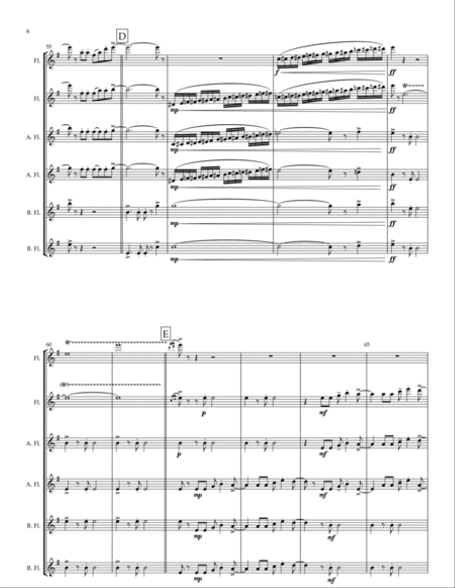 Hawaii Five O - Theme Flute Choir scores gallery preview page 6