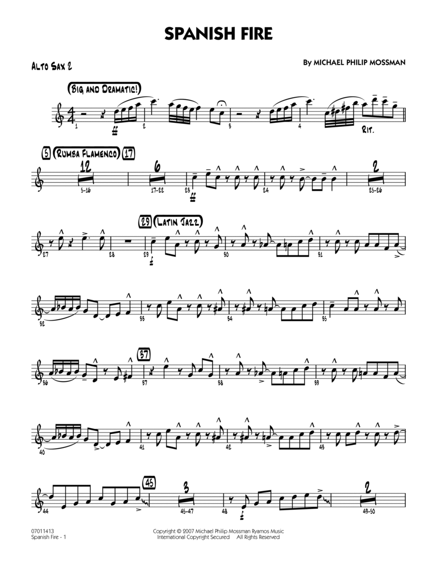 Spanish Fire - Alto Sax 2 Jazz Ensemble scores gallery preview page 1