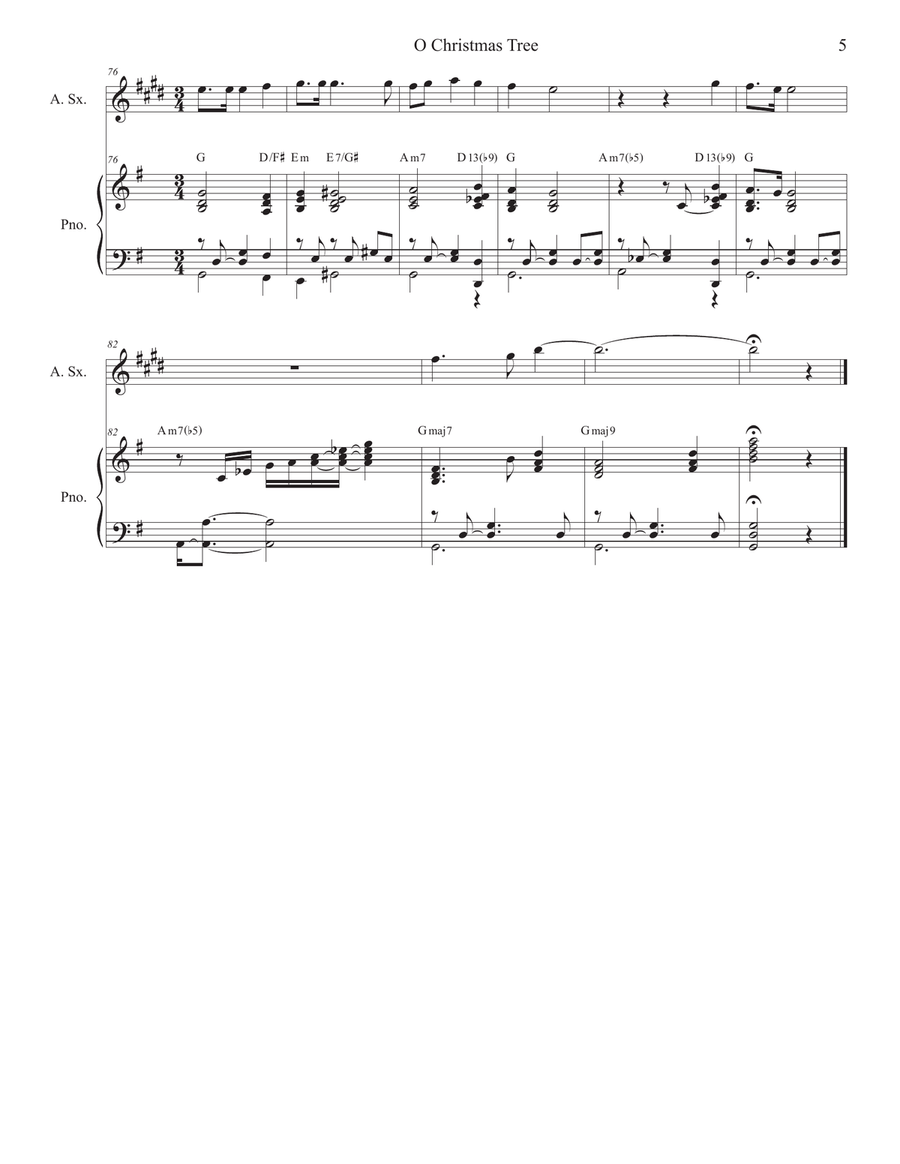 O Christmas Tree (Alto Saxophone and Piano) Alto Saxophone scores gallery preview page 5
