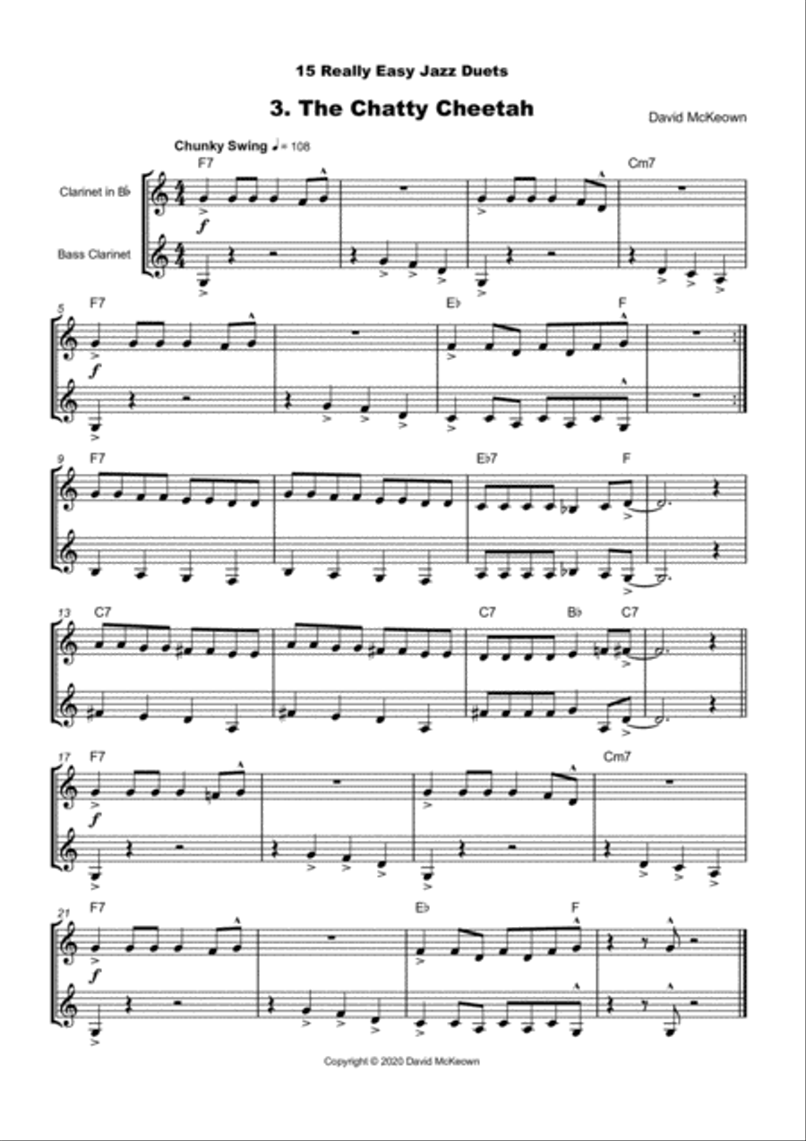 15 Really Easy Jazz Duets for Clarinet and Bass Clarinet Duet Clarinet Duet scores gallery preview page 4