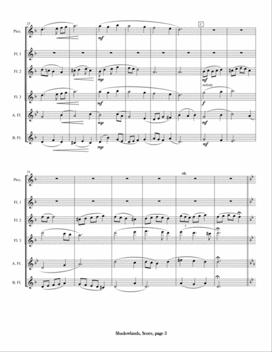 Shadowlands: A Journey for Flute Choir Flute Choir scores gallery preview page 5