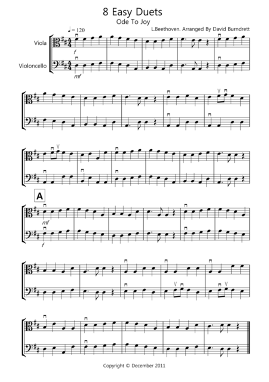 8 Easy Duets for Viola And Cello 8 Easy Duets for Viola And Cello String Duet scores gallery preview page 1