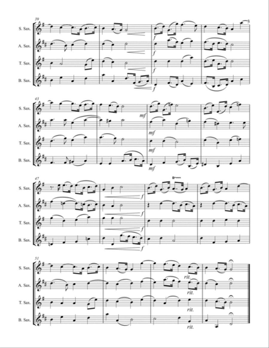 Handel - Water Music Suite No. 1 - 5. Air (for Saxophone Quartet SATB) Saxophone Quartet scores gallery preview page 4