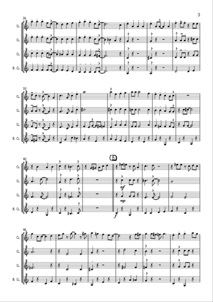 The Bare Necessities The Bare Necessities Clarinet Quartet scores gallery preview page 3