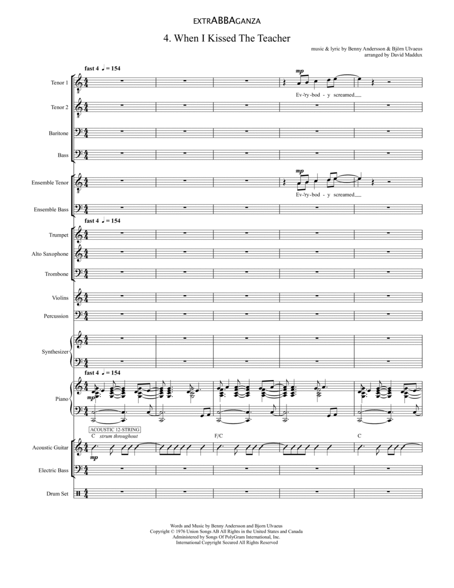 When I Kissed The Teacher Large Ensemble scores gallery preview page 1
