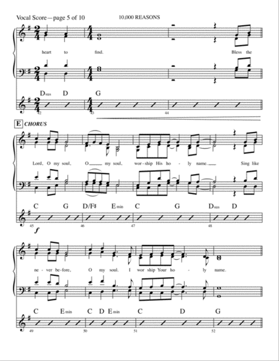 10,000 Reasons (Bless The Lord) 4-Part scores gallery preview page 5