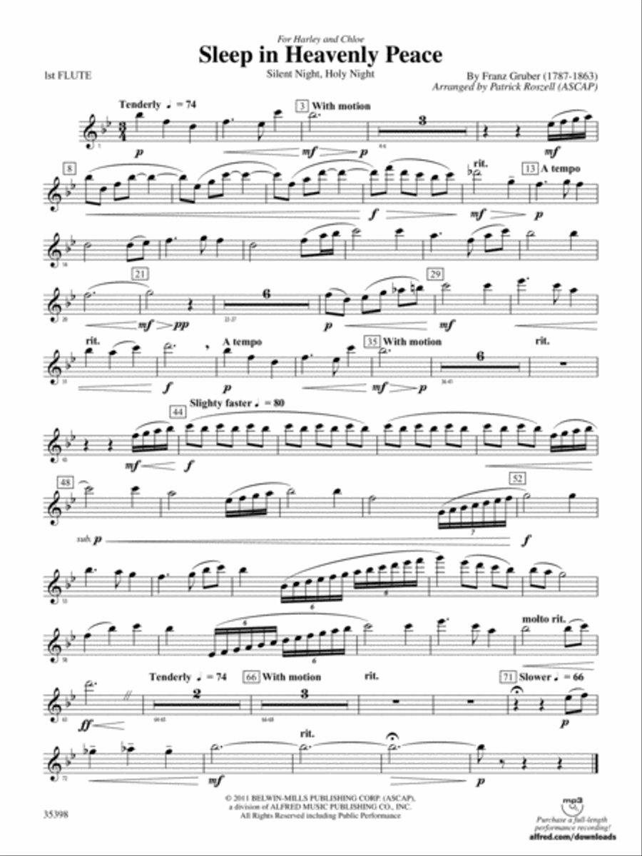Sleep in Heavenly Peace: Flute Concert Band scores gallery preview page 1