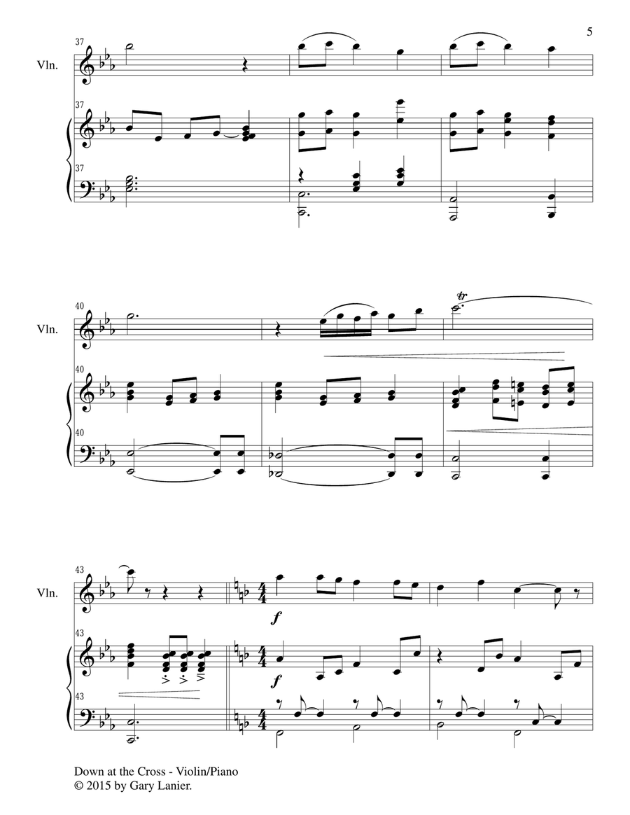 DOWN AT THE CROSS (Duet – Violin and Piano/Score and Parts) Violin scores gallery preview page 6